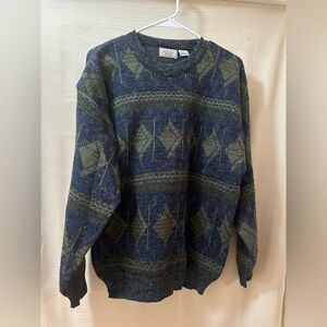 Vintage Men’s Store by Sears Geometric Knit Sweater Blue Green Large
